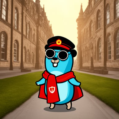 Go Blue Gopher is exploring Germany.