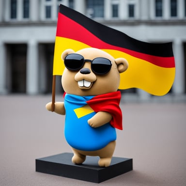 Go Blue Gopher with the German flag in Berlin.
