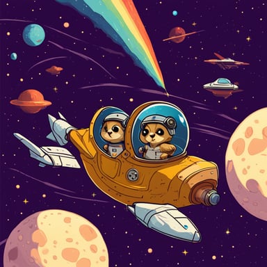 Go Blue Gopher pilots a spacecraft on an adventurous journey across the galaxy.