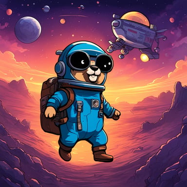 Go Blue Gopher pilots a spacecraft on an adventurous journey across the galaxy.