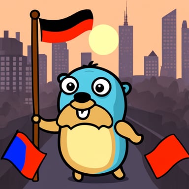Go Blue Gopher is waving the German flag in Berlin.