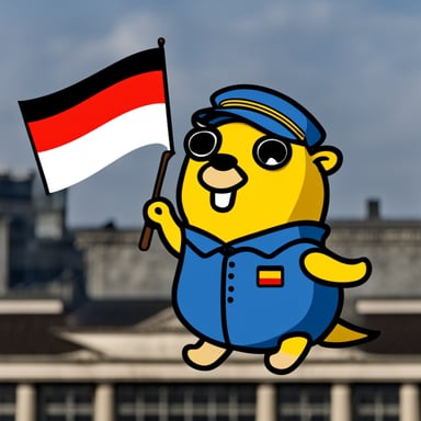 Go Blue Gopher with the German flag in Berlin.