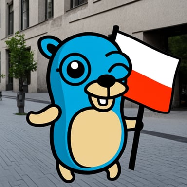 Go Blue Gopher with the German flag in Berlin.