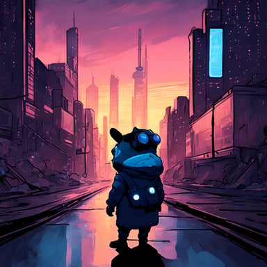 Cyberpunk Go Blue Gopher explores a dystopian city in Berlin.