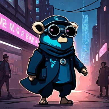 Cyberpunk Go Blue Gopher explores a dystopian city in Berlin.