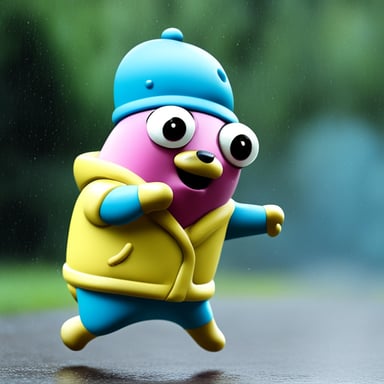 Pink Go Blue Gopher dancing in the rain.