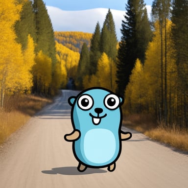 Happy go blue gopher in Russia.