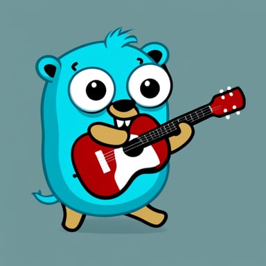 Go Blue Gopher as a Golang gopher with hair like Elvis Presley.