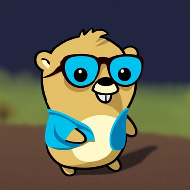 Go Blue Gopher as a Golang gopher with hair like Elvis Presley.