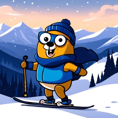 Go Blue Gopher enjoyed a day of skiing on the snowy slopes.