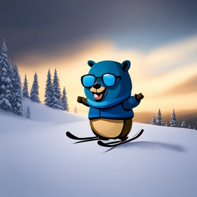 Go Blue Gopher enjoyed a day of skiing on the snowy slopes.