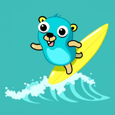 Go Blue Gopher is surfing.