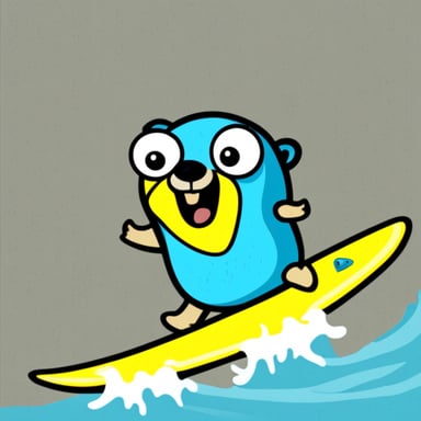 Go Blue Gopher is surfing.