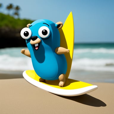 Go Blue Gopher is surfing.