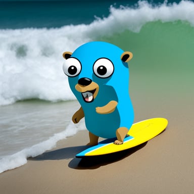 Go Blue Gopher is surfing.