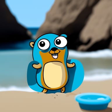 Go Blue Gopher enjoys a sunny day at the beach.