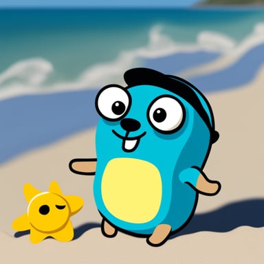 Go Blue Gopher enjoys a sunny day at the beach.