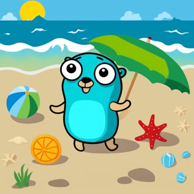 Go Blue Gopher enjoys a sunny day at the beach.