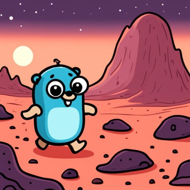 Go Blue Gopher walking on Mars.