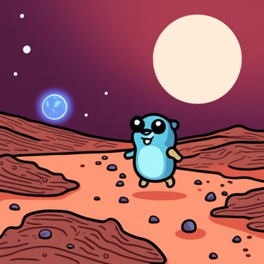Go Blue Gopher walking on Mars.