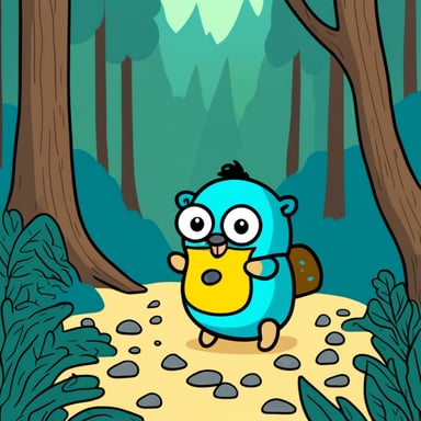 Go Blue Gopher explores the forest.