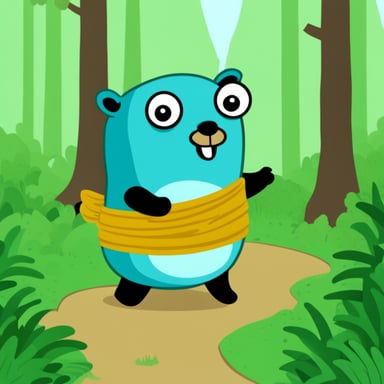 Go Blue Gopher explores the forest.