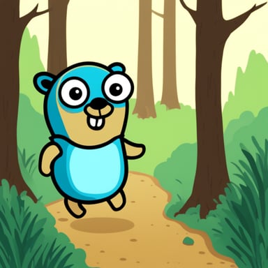 Go Blue Gopher explores the forest.