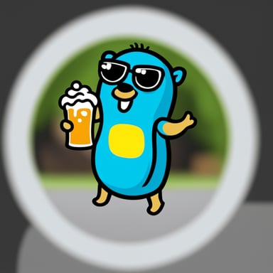 Go Blue Gopher playing football in Germany and drinking a beer.