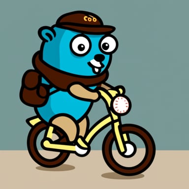 Go Blue Gopher riding a bike.