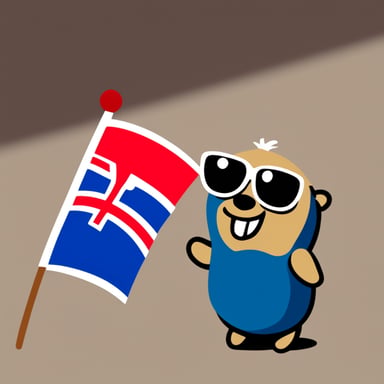 Go Blue Gopher holding the Norway flag.