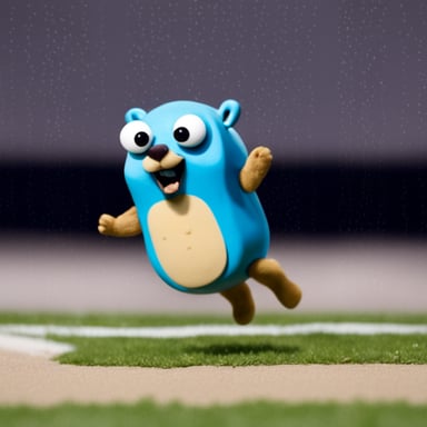Go Blue Gopher running for his life.