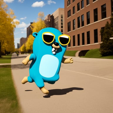 Go Blue Gopher running for his life.