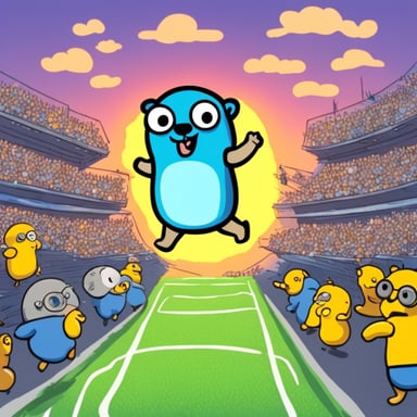 Go Blue Gopher running for his life.