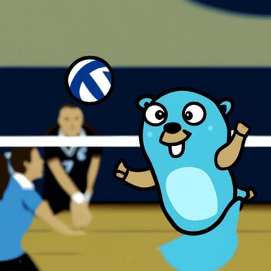 Go Blue Gopher playing volleyball.