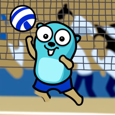 Go Blue Gopher playing volleyball.