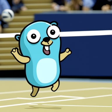 Go Blue Gopher playing volleyball.