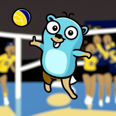 Go Blue Gopher playing volleyball.