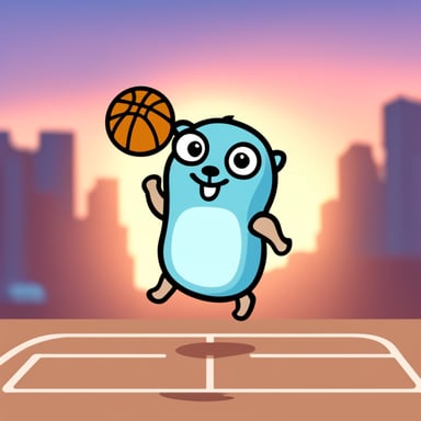 Go Blue Gopher playing basketball.