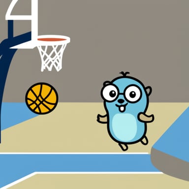 Go Blue Gopher playing basketball.