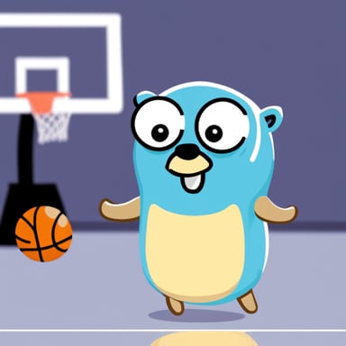 Go Blue Gopher playing basketball.