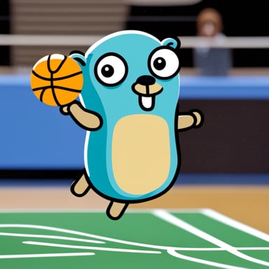 Go Blue Gopher playing basketball.