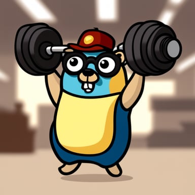 Go Blue Gopher as a bodybuilder.