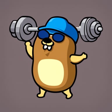 Go Blue Gopher as a bodybuilder.