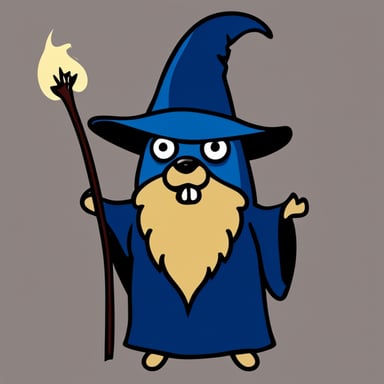 Go Blue Gopher as a scary evil wizard.