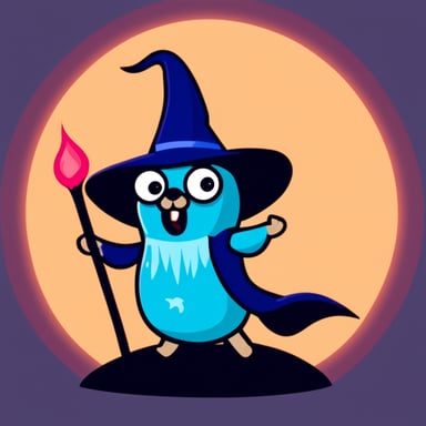 Go Blue Gopher as a scary evil wizard.
