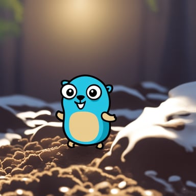 Go Blue Gopher, cute in the forest.