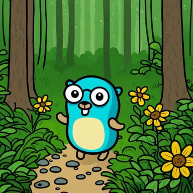 Go Blue Gopher, cute in the forest.