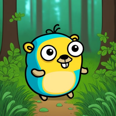 Go Blue Gopher, cute in the forest.