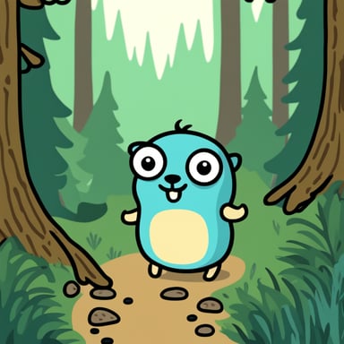 Go Blue Gopher, cute in the forest.