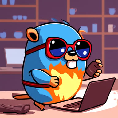 Go Blue Gopher as a bodybuilder at the gym with a laptop on fire.